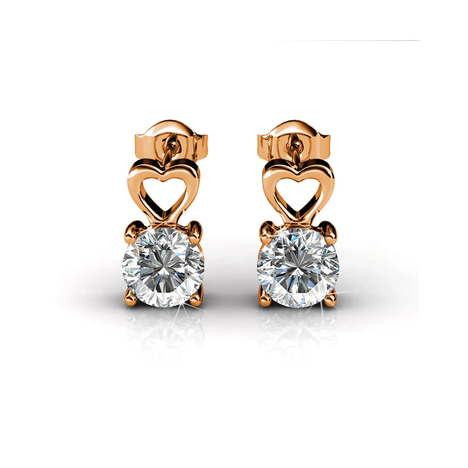 Marian 18k White Gold Heart Earrings with Round Cut Swarovski Crystal  — Final Sale - Image 14