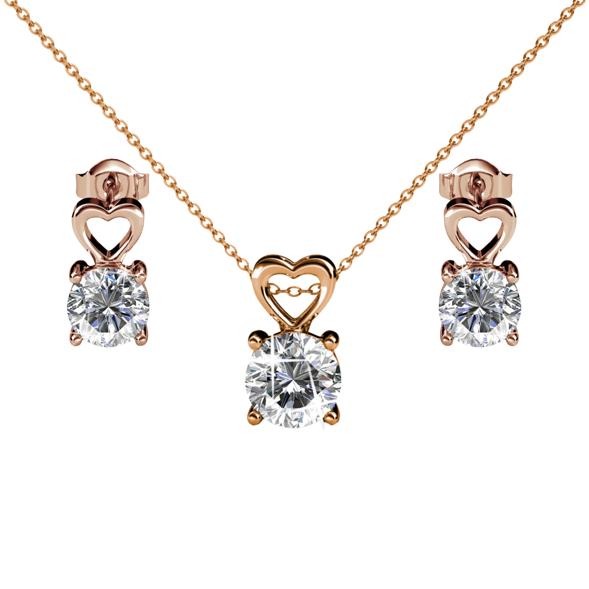 Marian 18k White Gold Necklace and Stud Earrings Jewelry Set with Swarovski Crystal - Image 11