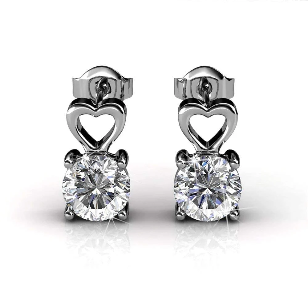 Marian 18k White Gold Necklace and Stud Earrings Jewelry Set with Swarovski Crystal - Image 7