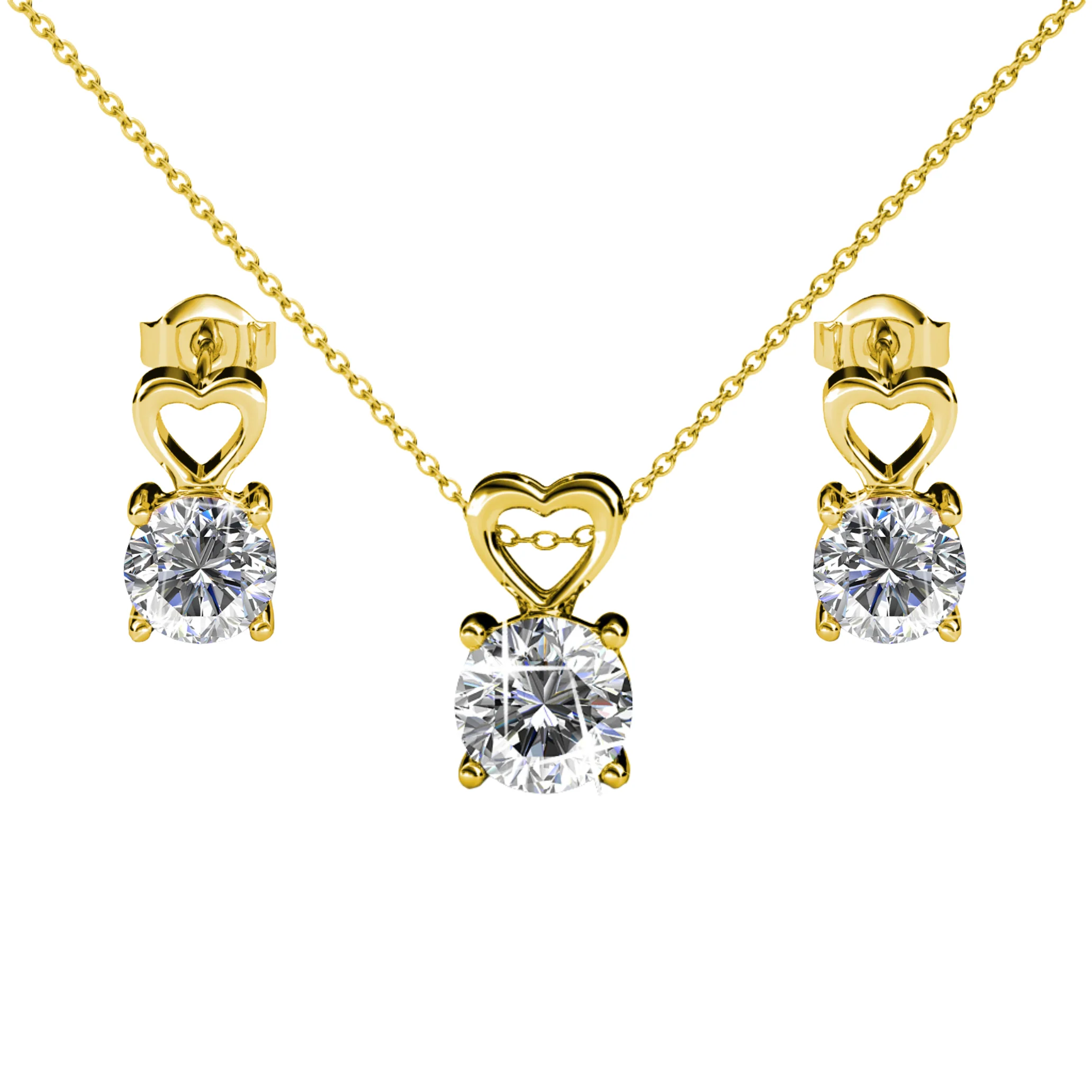 Marian 18k White Gold Necklace and Stud Earrings Jewelry Set with Swarovski Crystal - Image 9