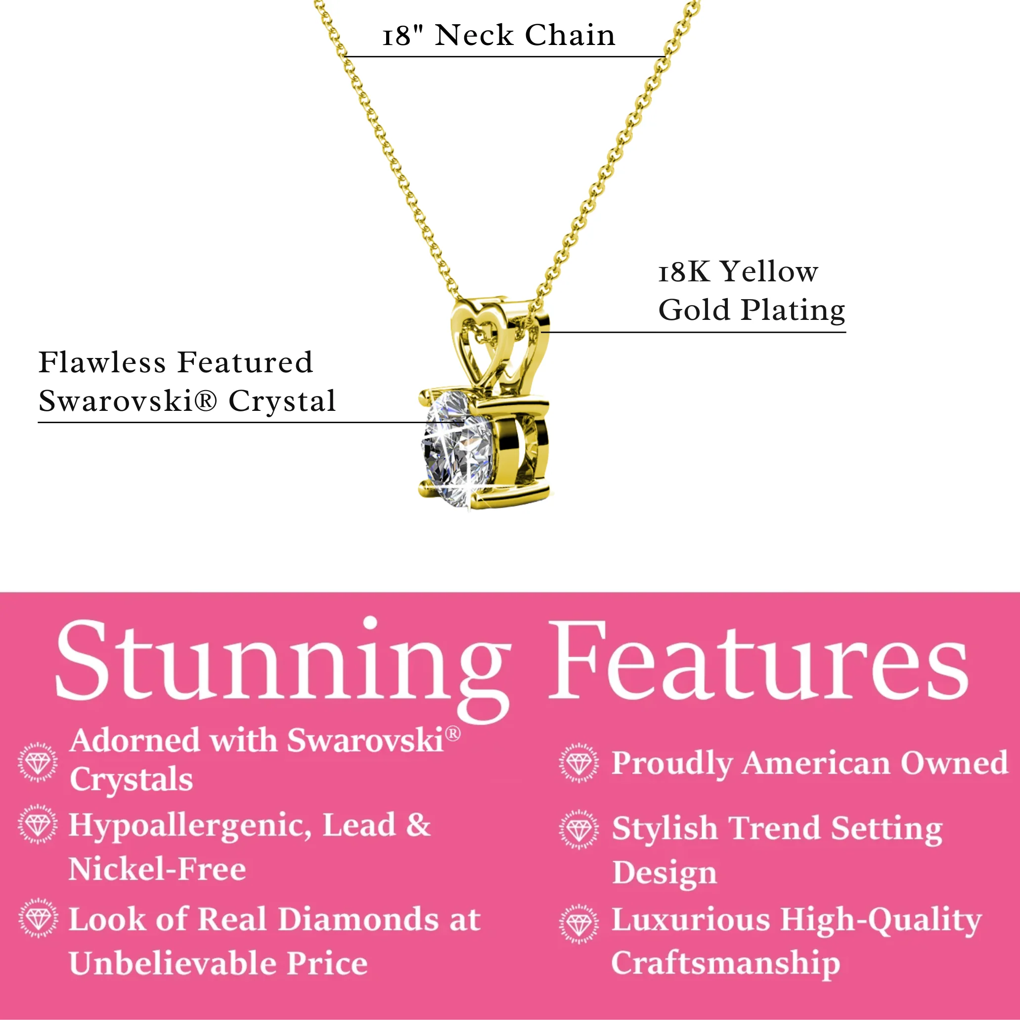 Marian 18k White Gold Plated Heart Pendant Necklace with Swarovski Crystal - Image 11