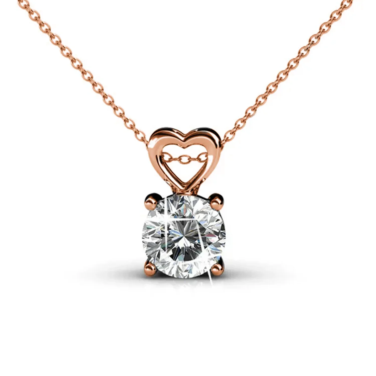 Marian 18k White Gold Plated Heart Pendant Necklace with Swarovski Crystal - Image 14