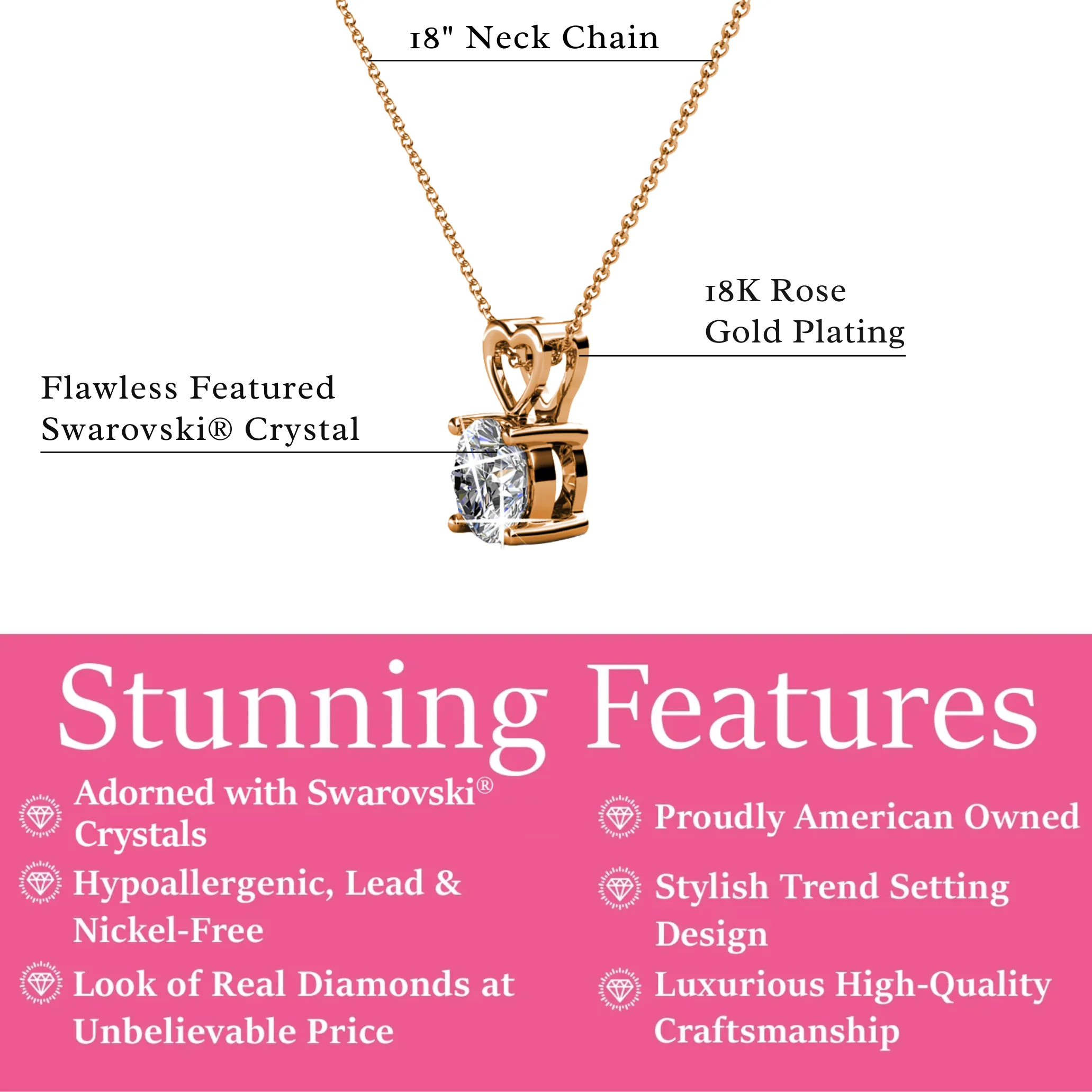 Marian 18k White Gold Plated Heart Pendant Necklace with Swarovski Crystal - Image 15