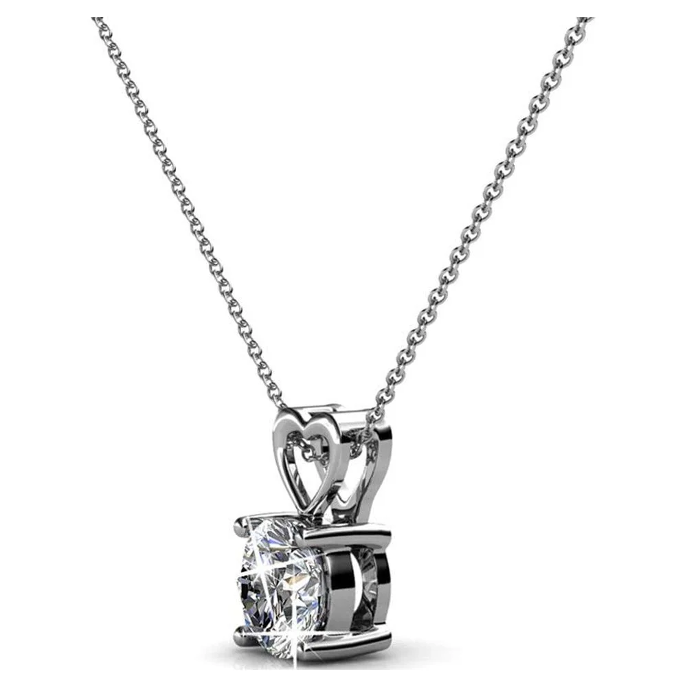 Marian 18k White Gold Plated Heart Pendant Necklace with Swarovski Crystal - Image 8