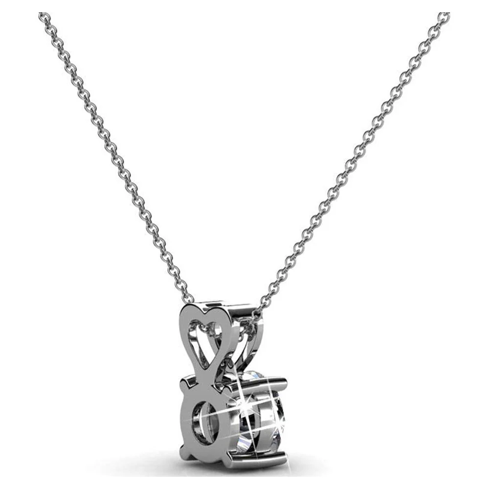 Marian 18k White Gold Plated Heart Pendant Necklace with Swarovski Crystal - Image 9
