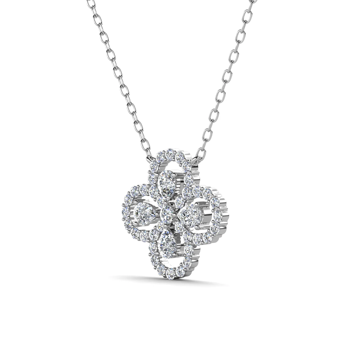 Marie 18k White Gold Plated Clover/Flower Pendant Necklace with Swarovski Crystals - Image 8