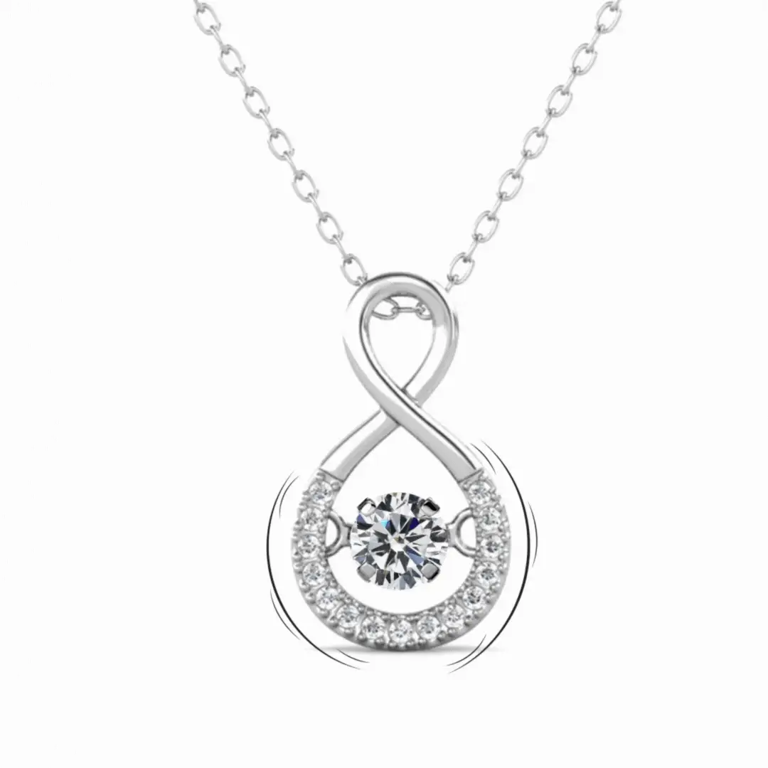 Martha 18k White Gold Plated Infinity Dancing Pendant Necklace with Swarovski Crystals