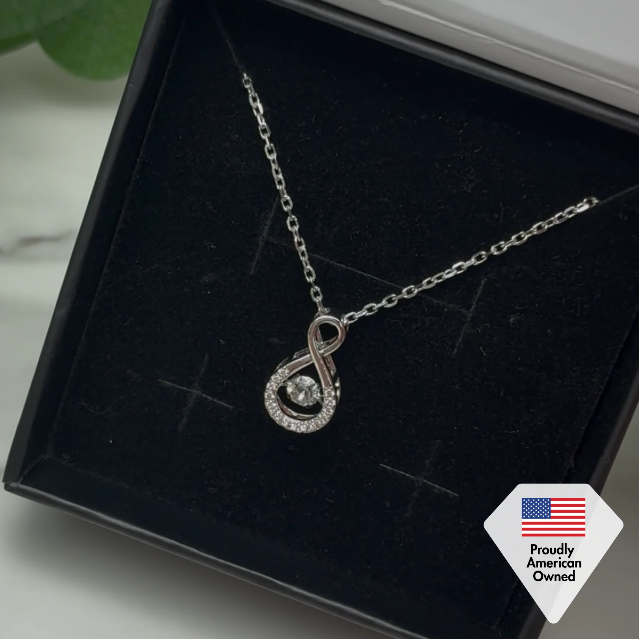 Martha 18k White Gold Plated Infinity Dancing Pendant Necklace with Swarovski Crystals - Image 7