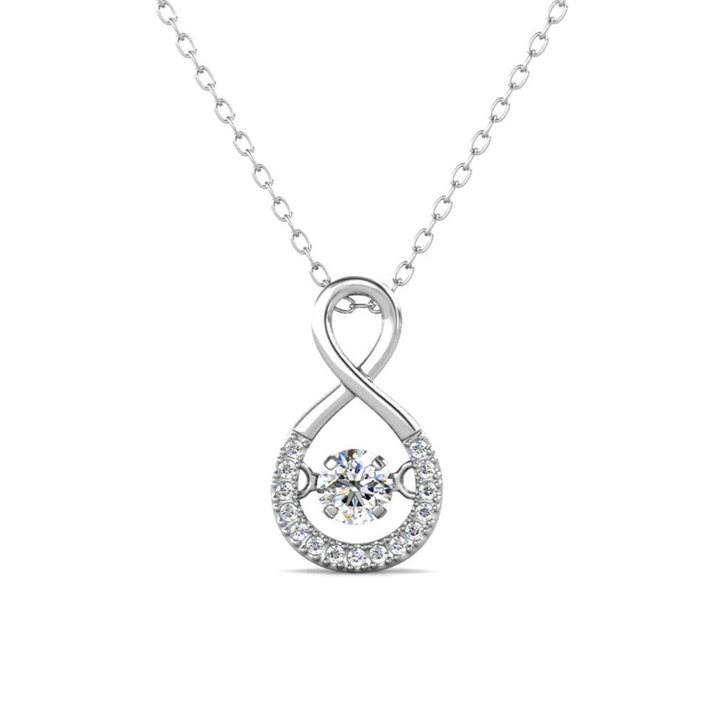 Martha 18k White Gold Plated Infinity Dancing Pendant Necklace with Swarovski Crystals - Image 8