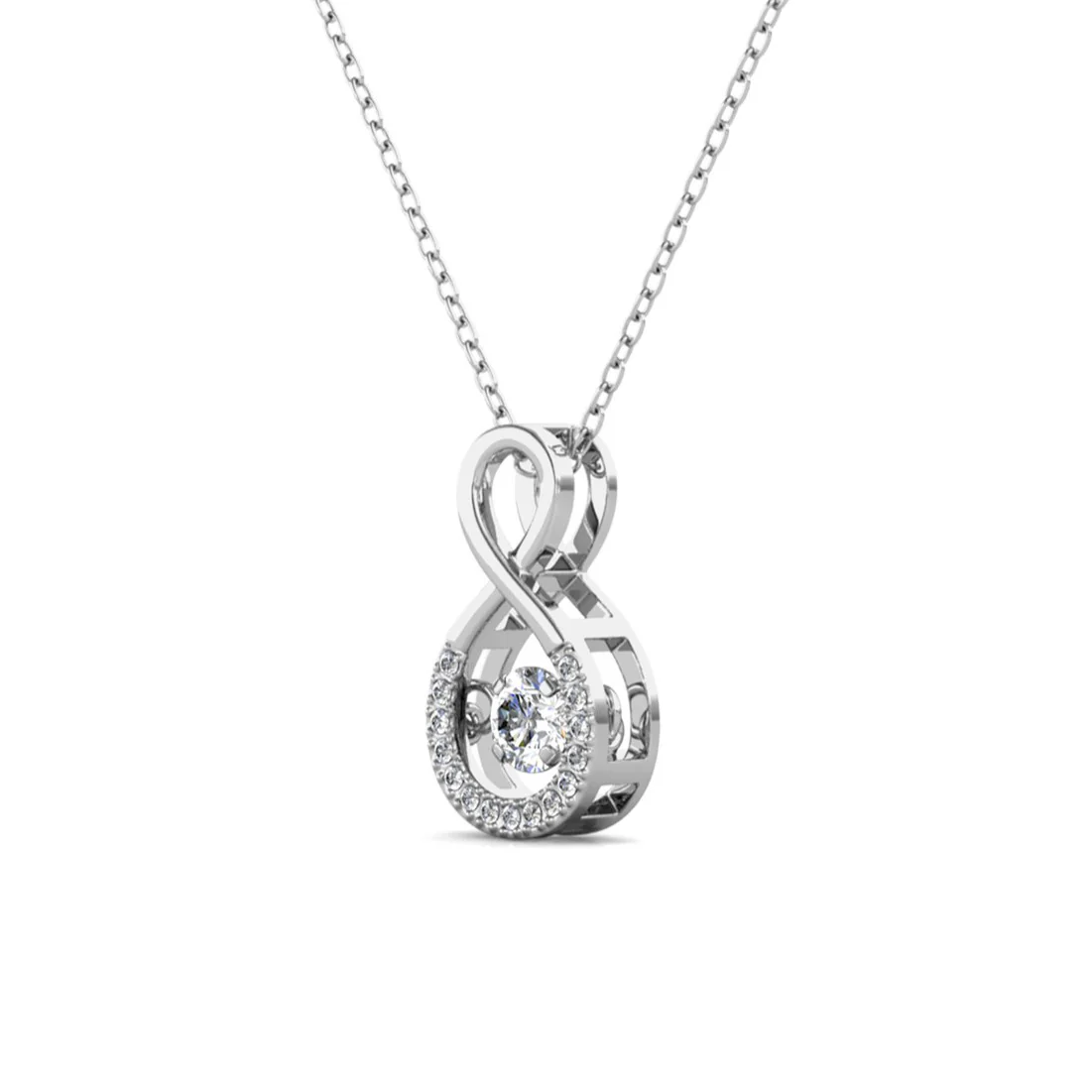 Martha 18k White Gold Plated Infinity Dancing Pendant Necklace with Swarovski Crystals - Image 9