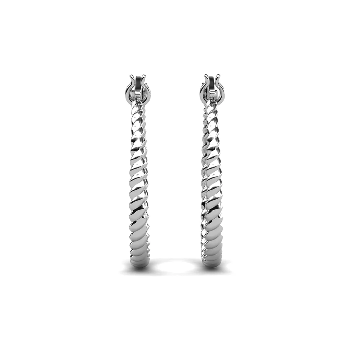 Matilda 18k White Gold Plated 25mm Twisted Hoop Earrings - Image 8