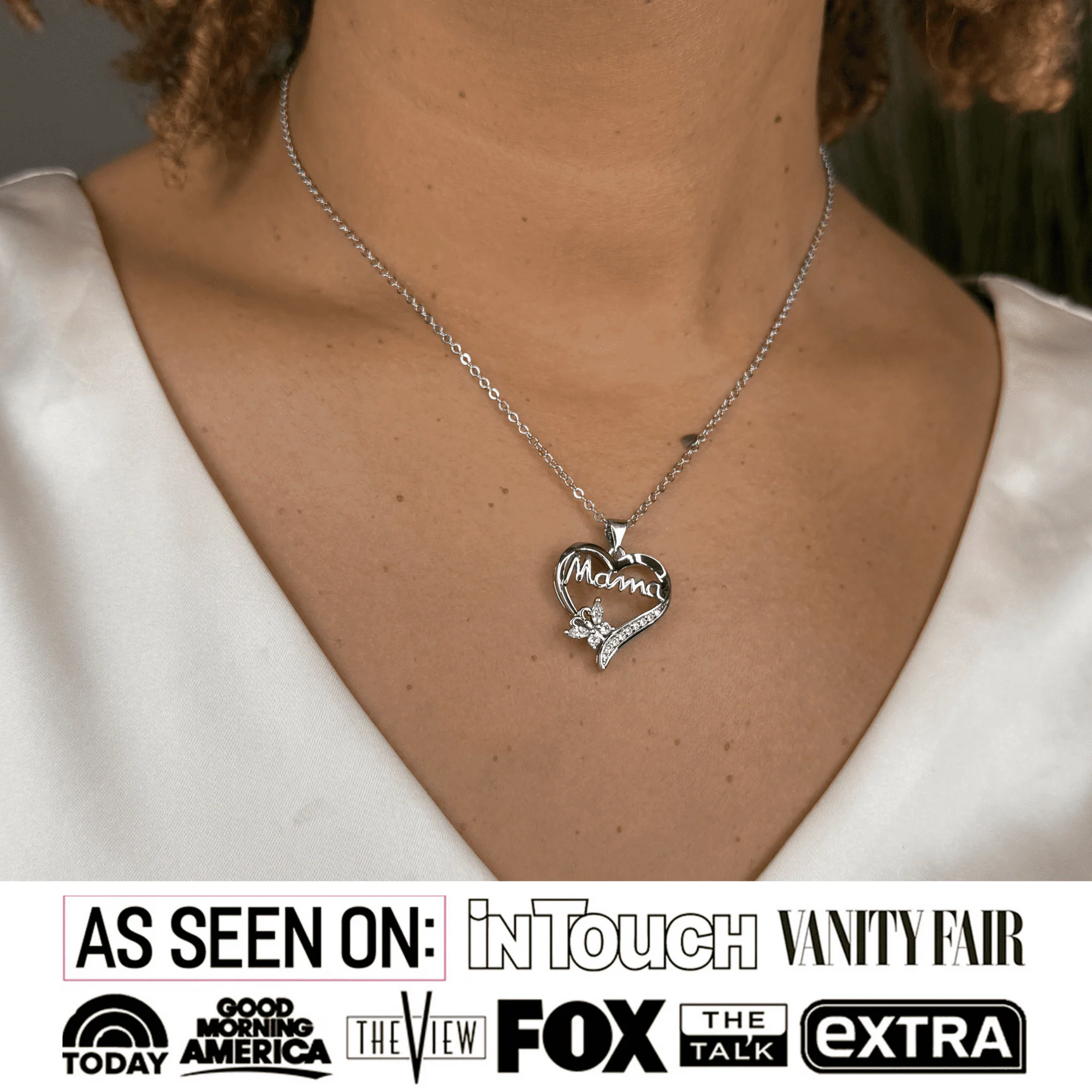 Mavis 18k White Gold Plated Mama Necklace with Swarovski Crystals & Heartfelt Message for Mom - Image 3