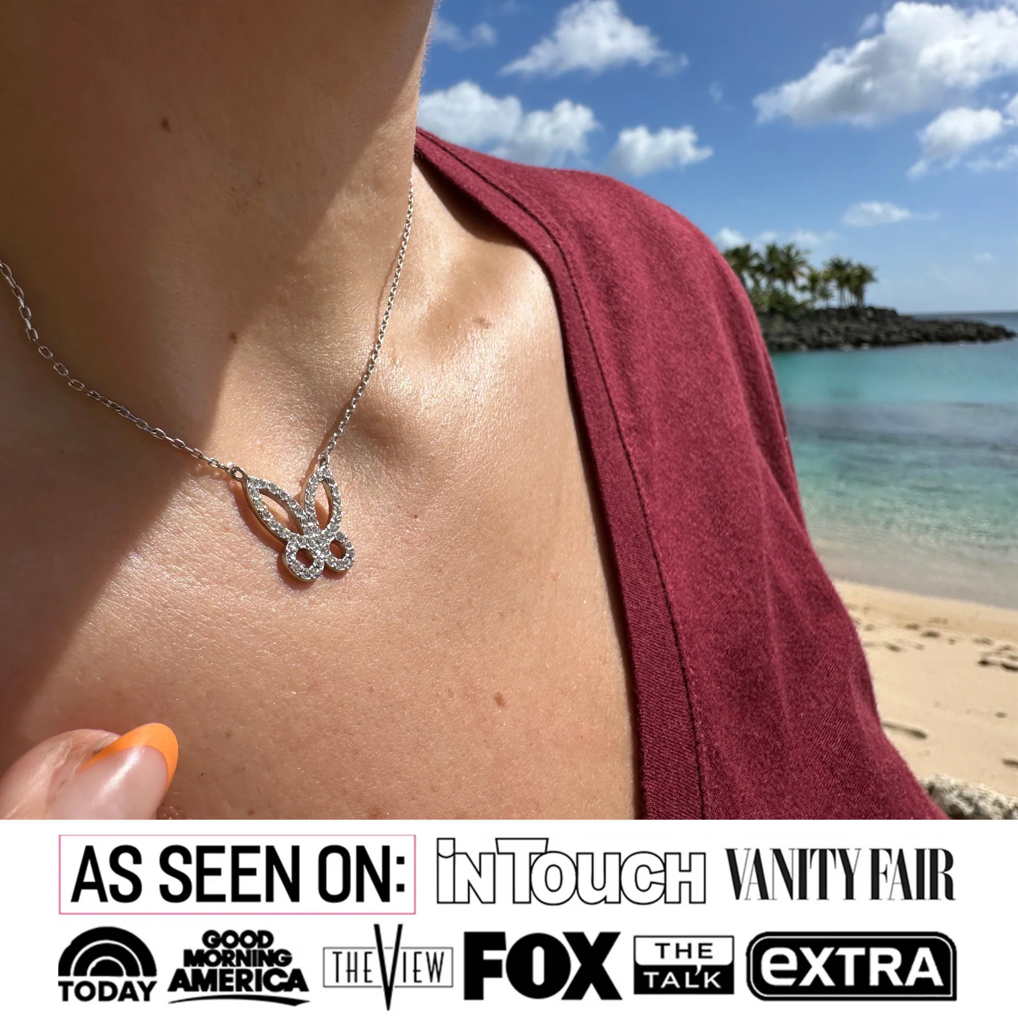 Maxine 18k White Gold Plated Butterfly Necklace with Swarovski Crystals — Fab Fav - Image 3