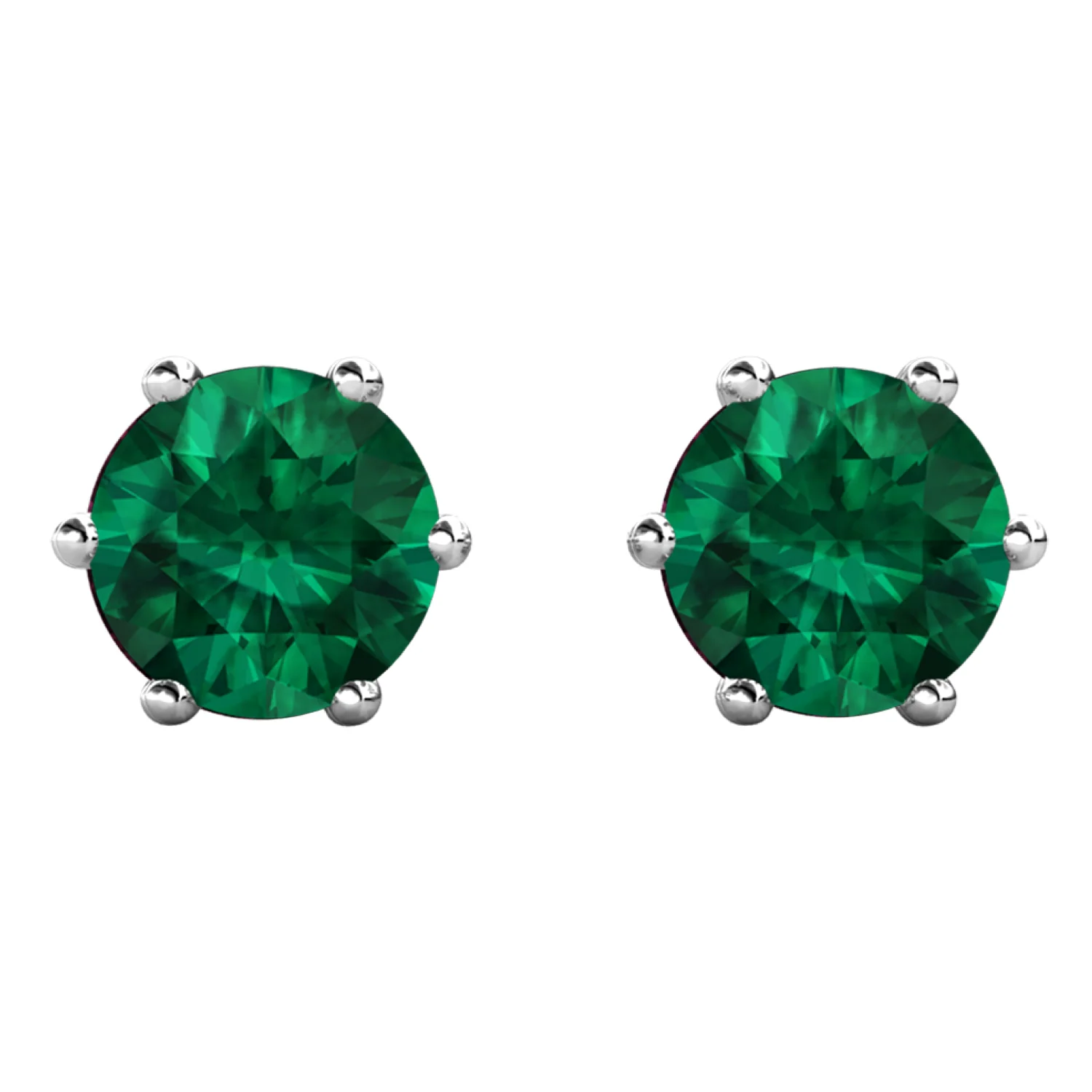 May Birthstone Emerald Earrings 18k White Gold Plated Stud Earrings with 1CT Swarovski Crystal - Image 4