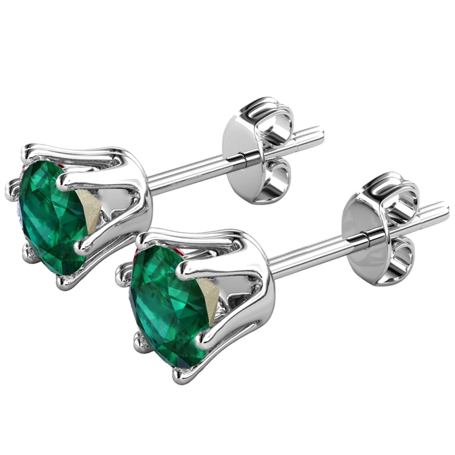 May Birthstone Emerald Earrings 18k White Gold Plated Stud Earrings with 1CT Swarovski Crystal - Image 5