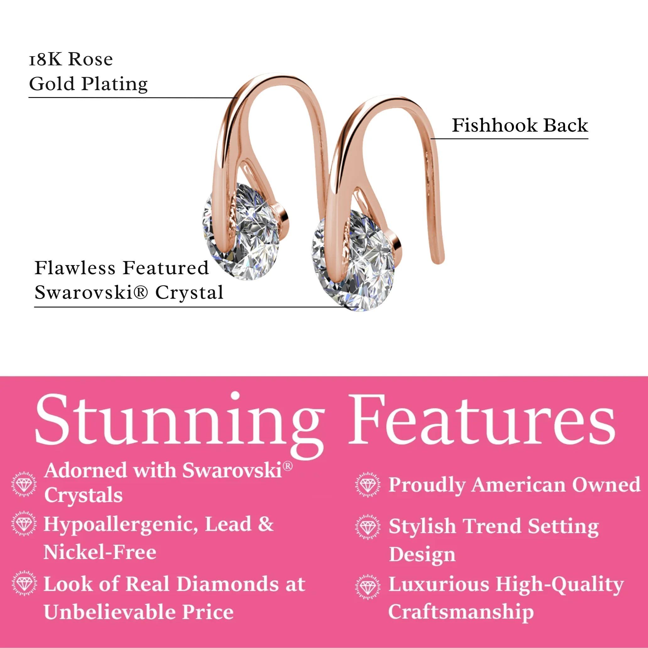 McKayla 18k White Gold Plated Drop Earrings with Swarovski Crystals - Image 12