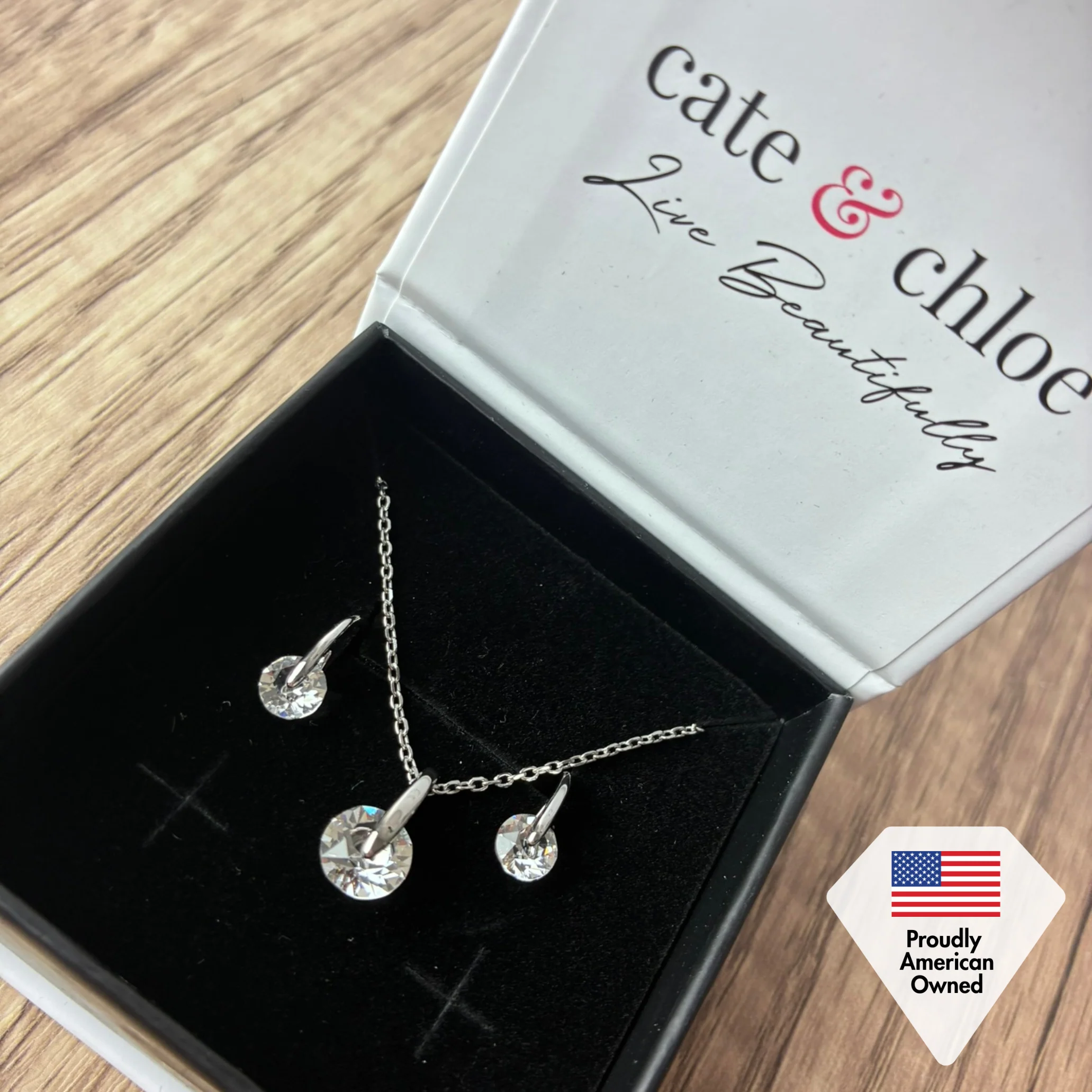 McKayla 18k White Gold Plated Necklace and Earrings Jewelry Set with Swarovski Crystals - Image 6