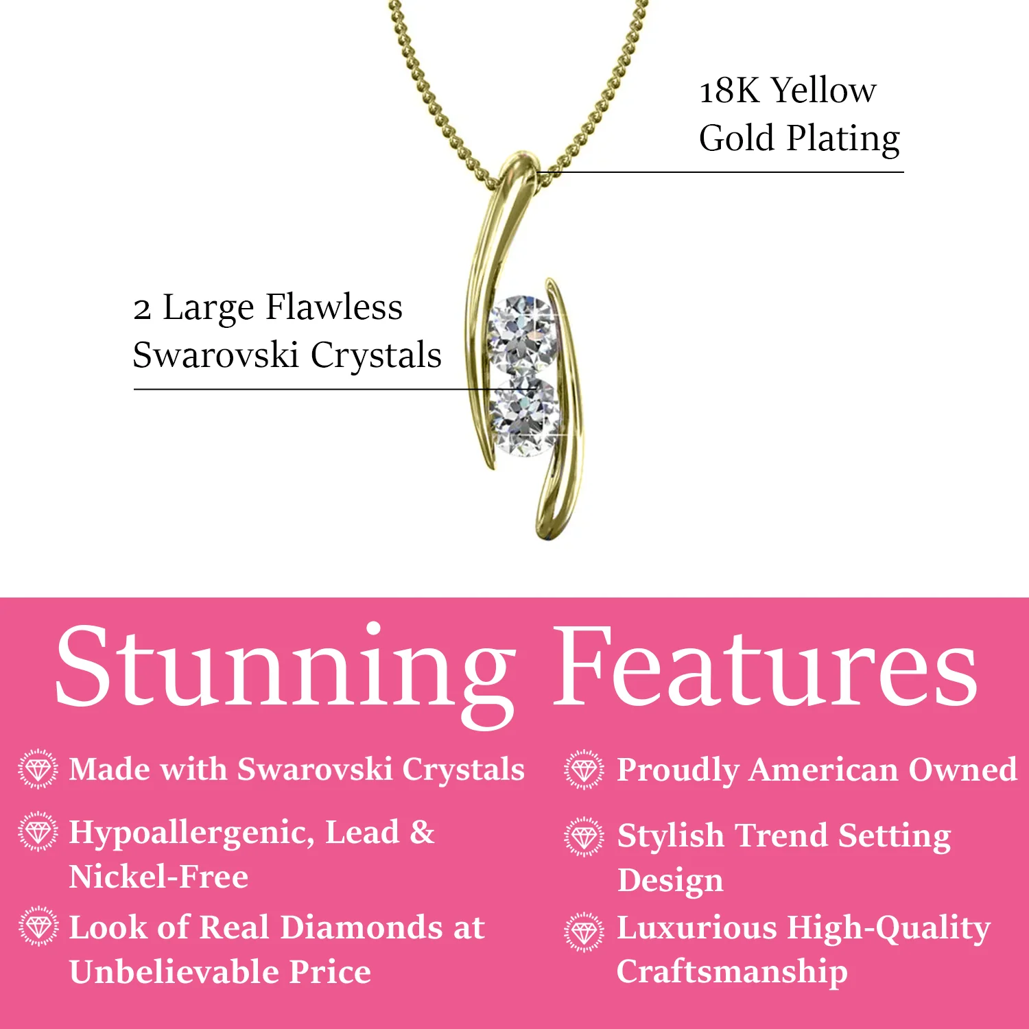 McKenna 18k White Gold Plated Pendant Necklace with Swarovski Crystals  — Final Sale - Image 10