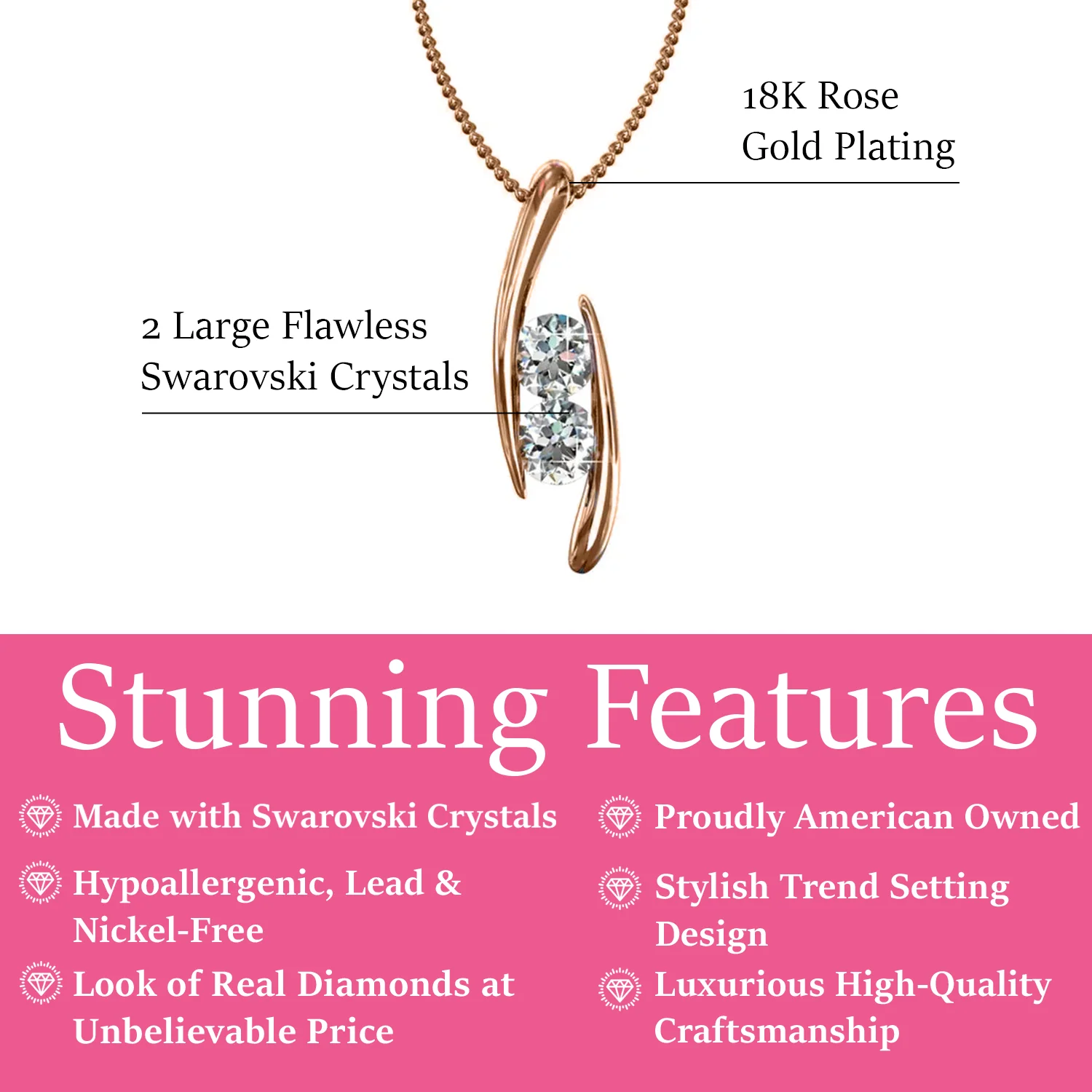 McKenna 18k White Gold Plated Pendant Necklace with Swarovski Crystals  — Final Sale - Image 12