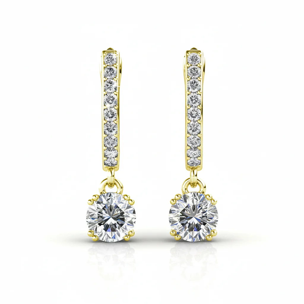 McKenzie 18k White Gold Plated Drop Dangle Earrings with Swarovski Crystals - Image 13