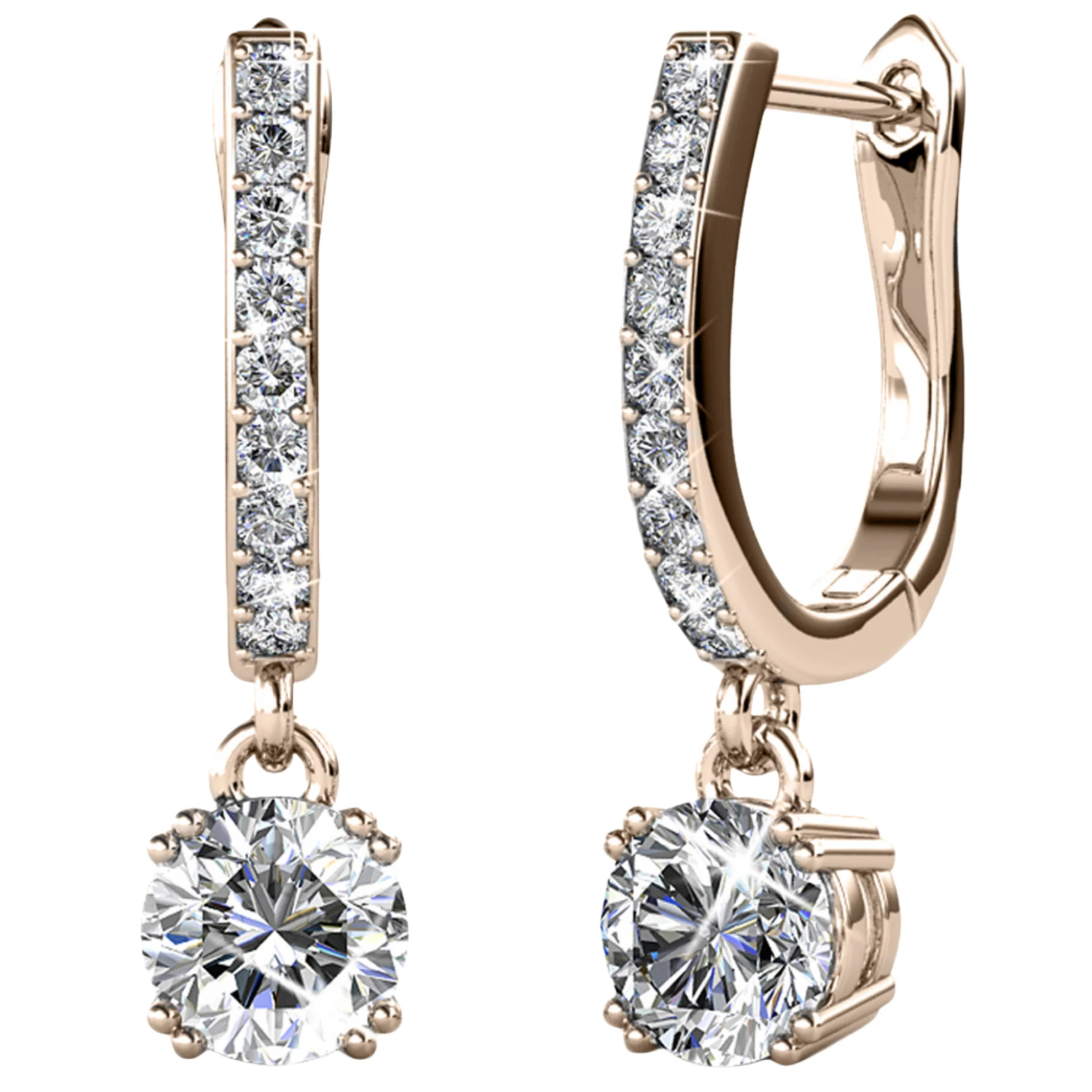 McKenzie 18k White Gold Plated Drop Dangle Earrings with Swarovski Crystals - Image 14