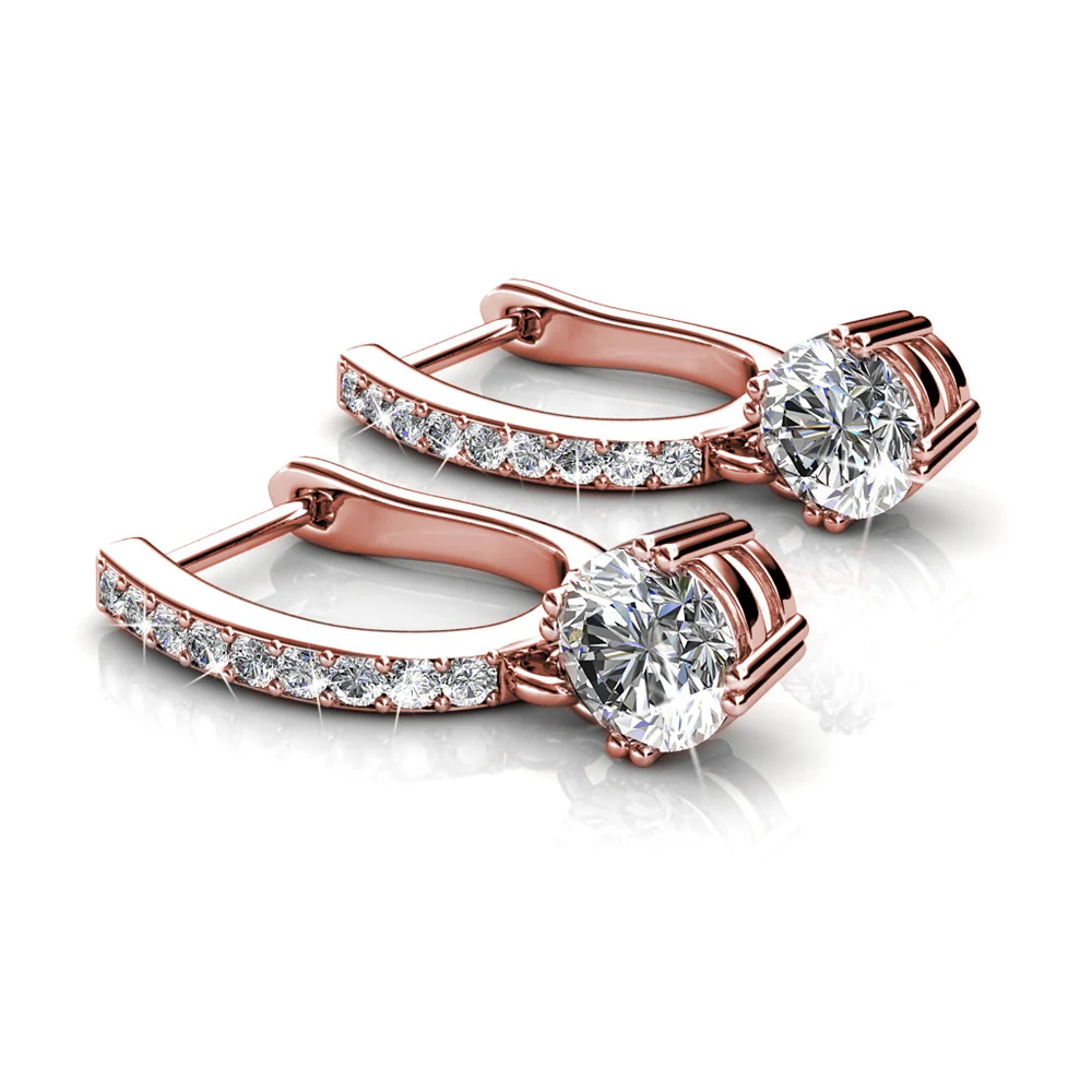 McKenzie 18k White Gold Plated Drop Dangle Earrings with Swarovski Crystals - Image 16