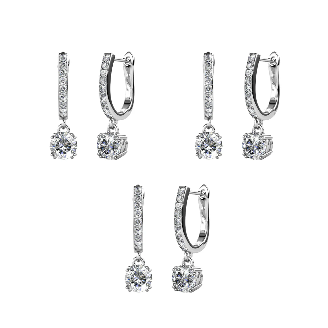 McKenzie 18k White Gold Plated Drop Dangle Earrings with Swarovski Crystals - Image 18