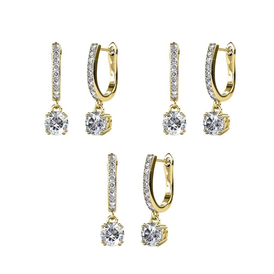 McKenzie 18k White Gold Plated Drop Dangle Earrings with Swarovski Crystals - Image 19