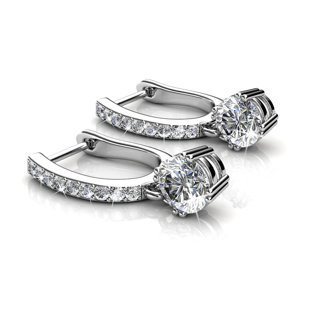 McKenzie 18k White Gold Plated Drop Dangle Earrings with Swarovski Crystals - Image 8