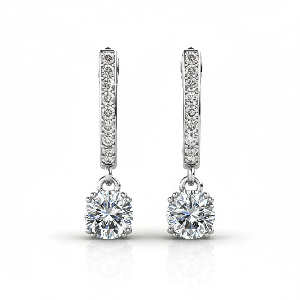 McKenzie 18k White Gold Plated Drop Dangle Earrings with Swarovski Crystals - Image 9
