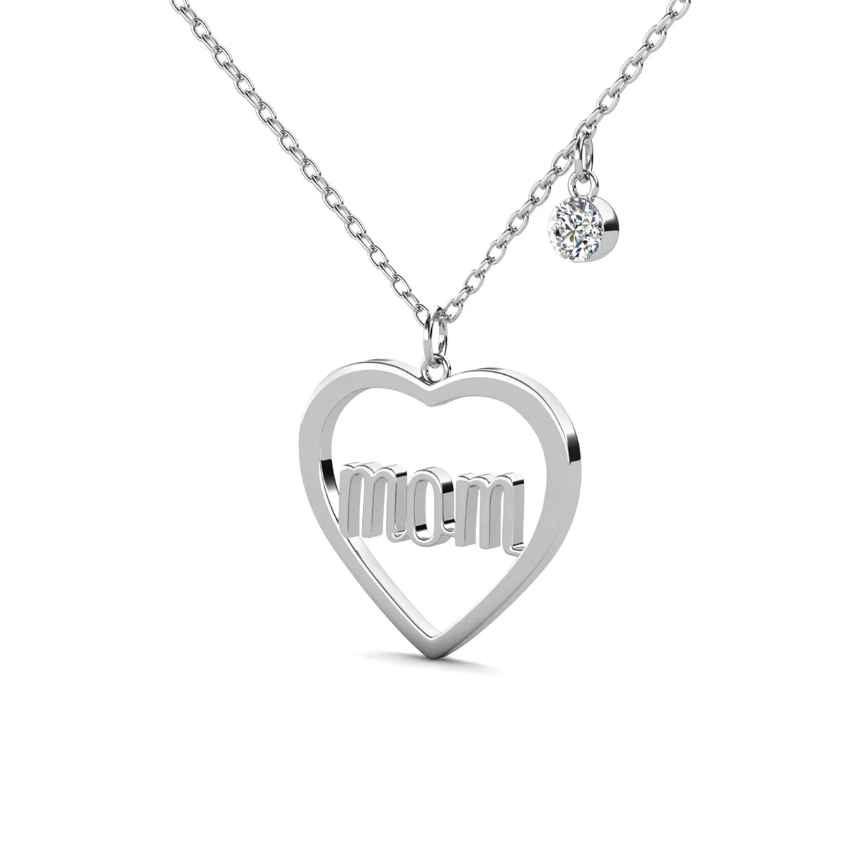 Melody 18k White Gold Plated Mom Heart Necklace with Swarovski Crystal - Image 7