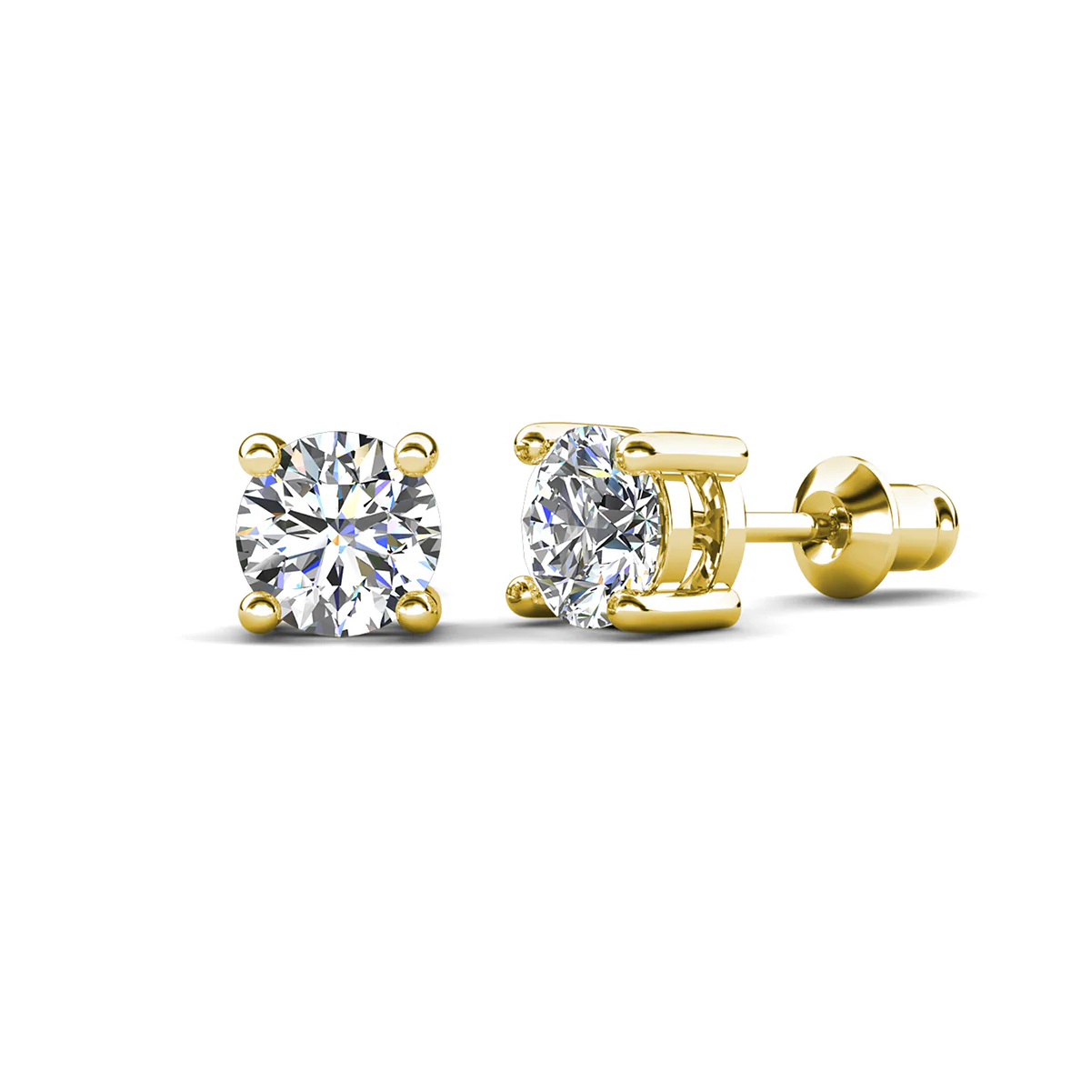 Mia 18k White Gold Plated Sterling Silver Stud Earrings with Simulated Diamond Crystals - Image 12