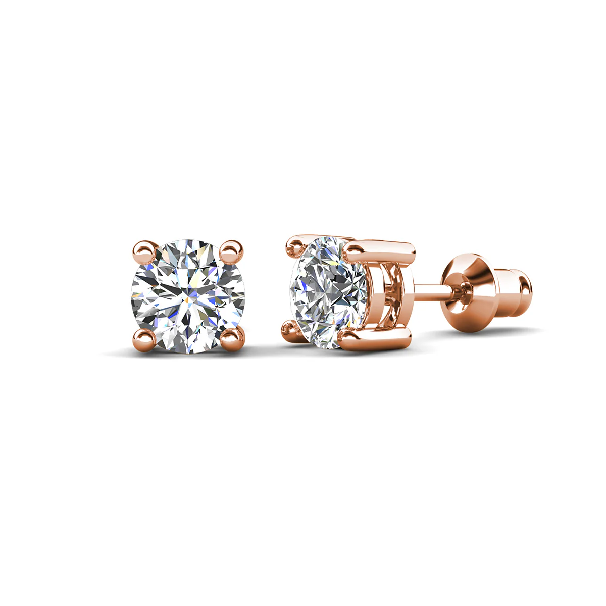 Mia 18k White Gold Plated Sterling Silver Stud Earrings with Simulated Diamond Crystals - Image 17