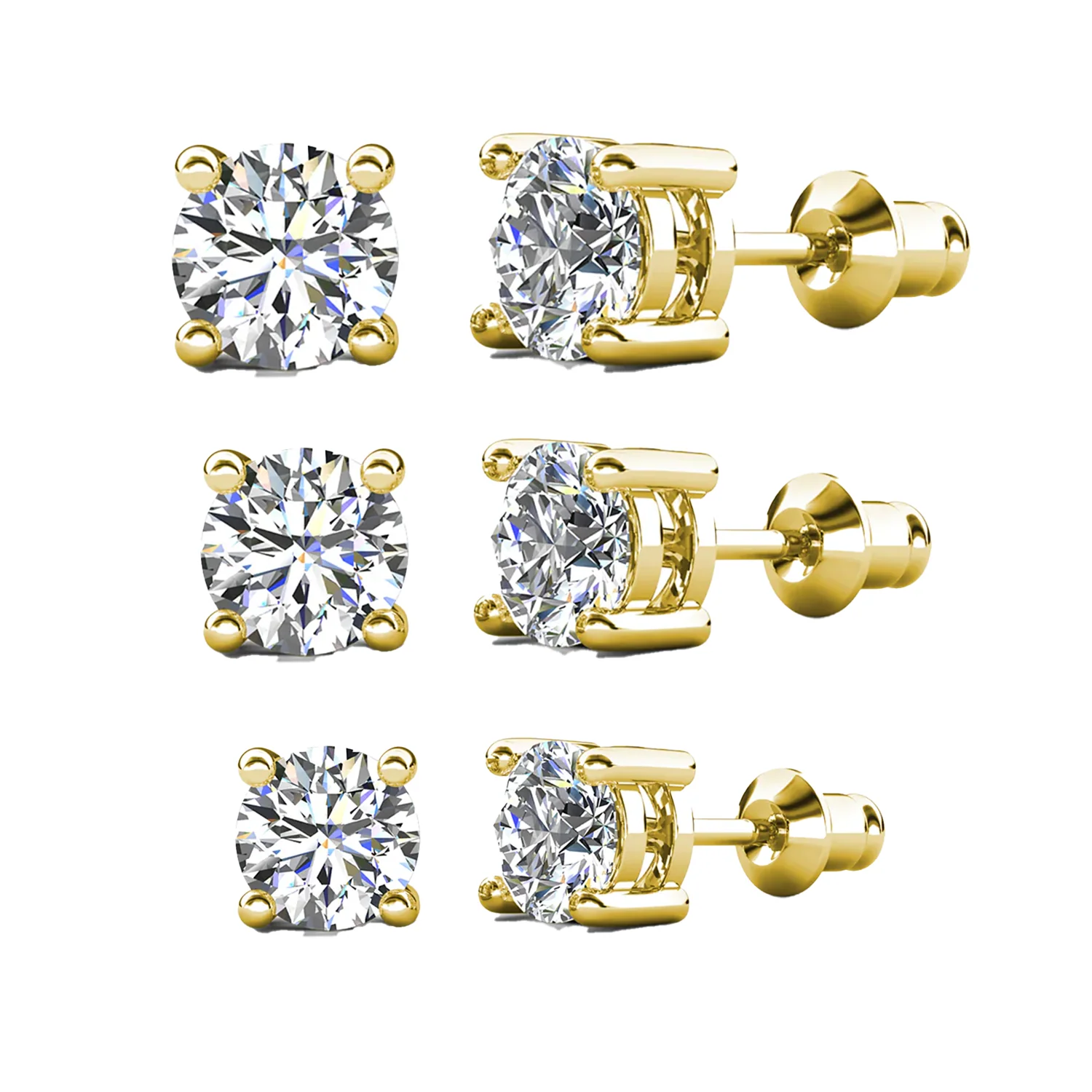 Mia 18k White Gold Plated Sterling Silver Stud Earrings with Simulated Diamond Crystals - Image 24