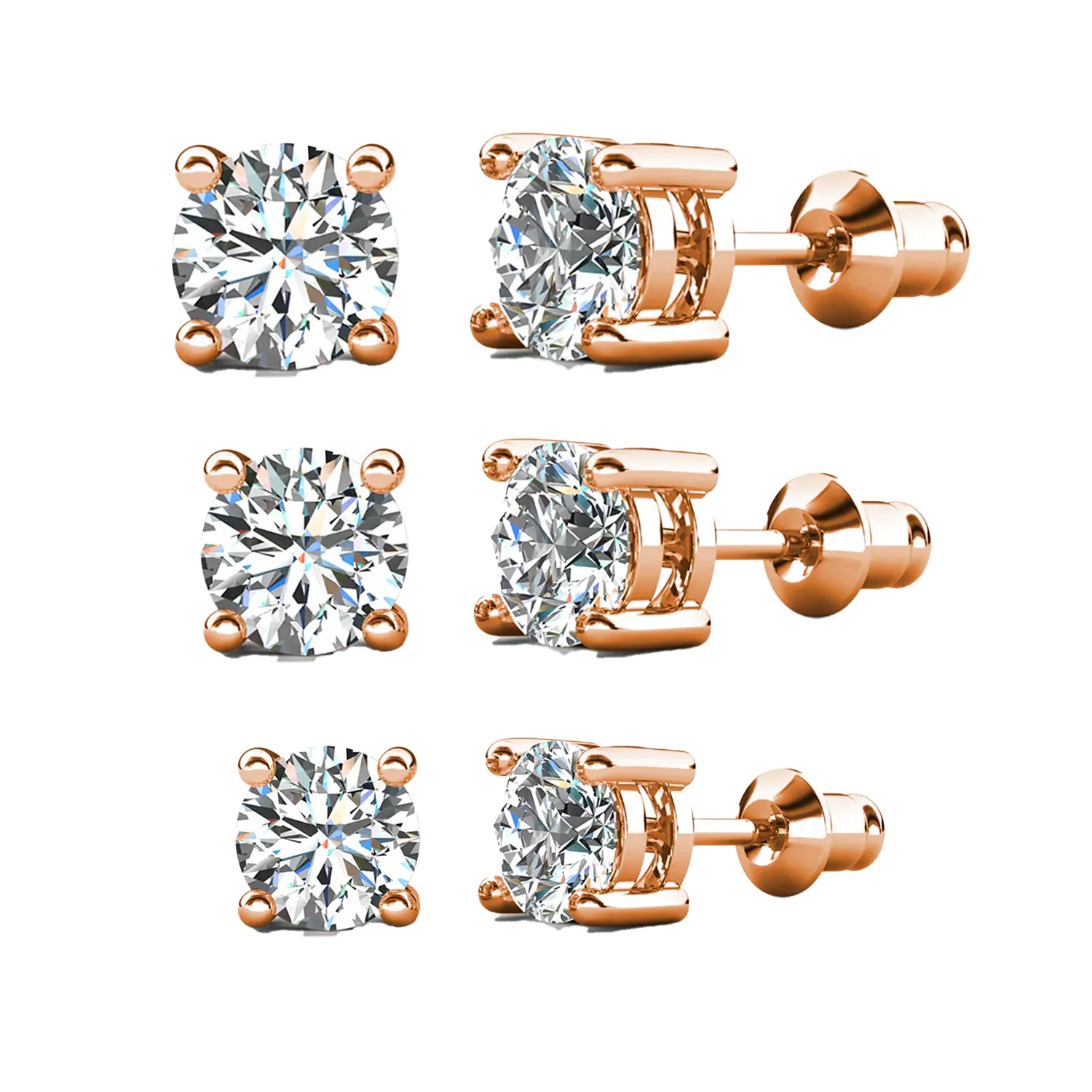 Mia 18k White Gold Plated Sterling Silver Stud Earrings with Simulated Diamond Crystals - Image 26