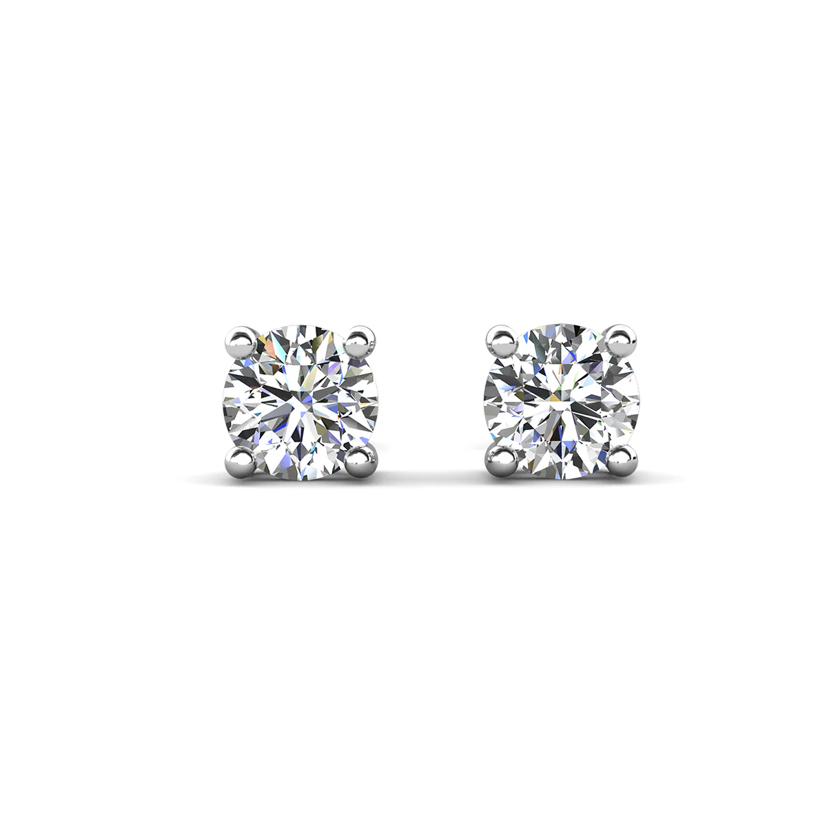 Mia 18k White Gold Plated Sterling Silver Stud Earrings with Simulated Diamond Crystals - Image 9