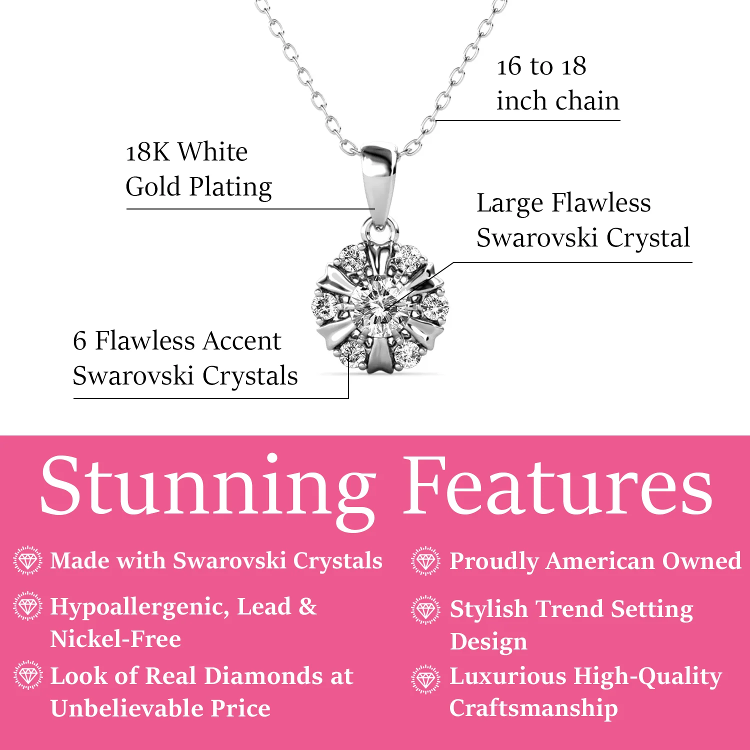 Millie 18k White Gold Plated Necklace with Swarovski Crystals - Image 3
