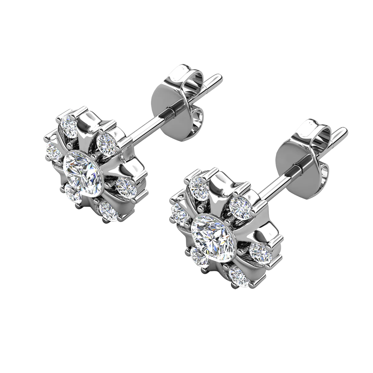Millie 18k White Gold Plated Stud Earrings with Swarovski Crystals - Image 9