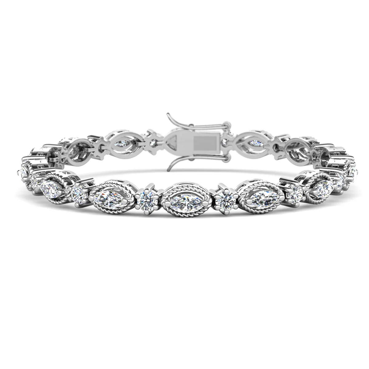 Moira 18k White Gold Plated Tennis Bracelet with Simulated Diamond Crystals
