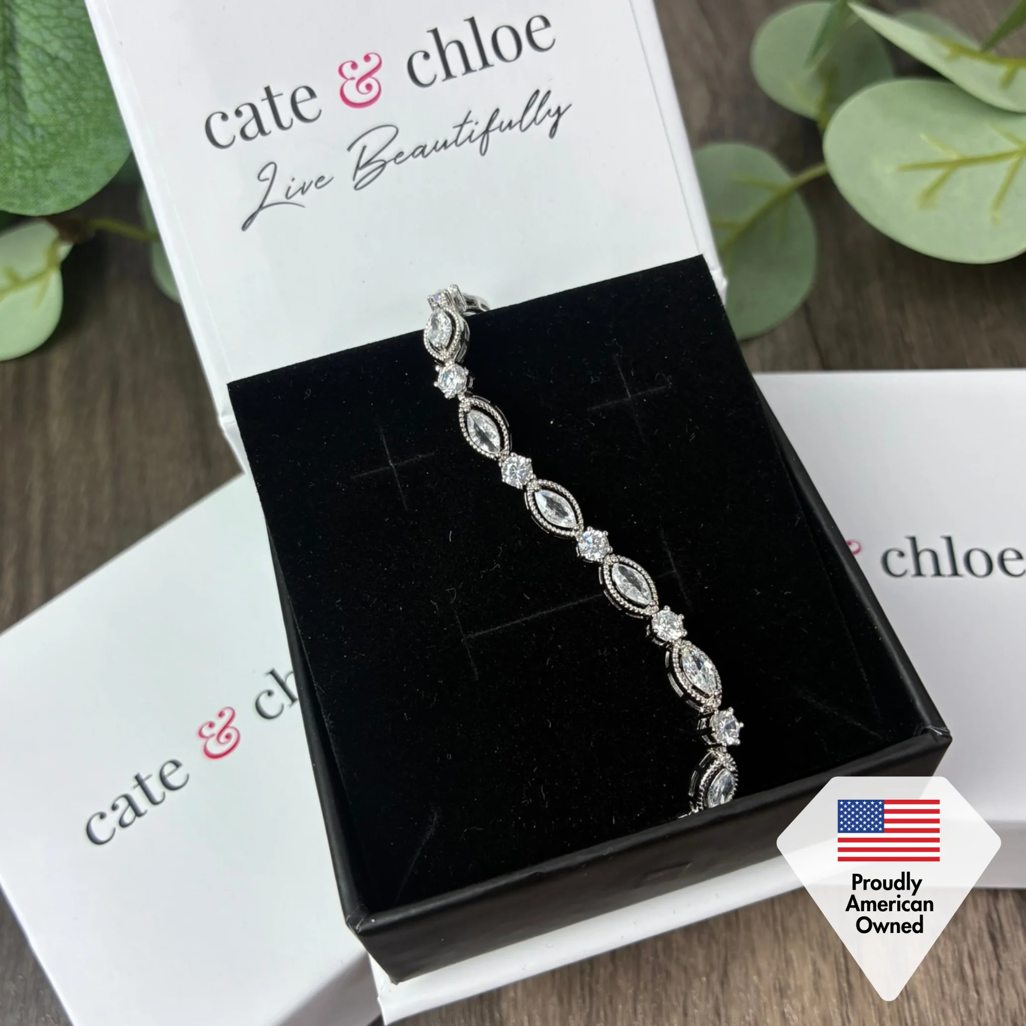 Moira 18k White Gold Plated Tennis Bracelet with Simulated Diamond Crystals - Image 7