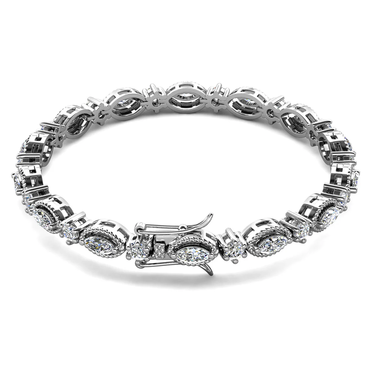 Moira 18k White Gold Plated Tennis Bracelet with Simulated Diamond Crystals - Image 8