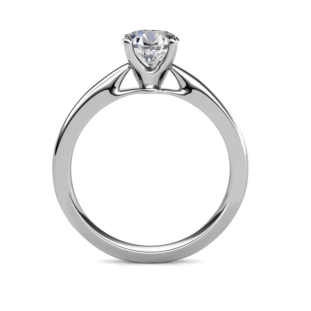 Moissanite by Cate & Chloe Abigail 1.0tcw Round Cut 925 Sterling Silver 18k White Gold Plated Engagement Ring - Image 10