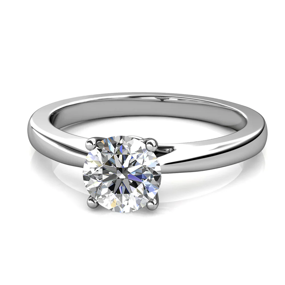 Moissanite by Cate & Chloe Abigail 1.0tcw Round Cut 925 Sterling Silver 18k White Gold Plated Engagement Ring - Image 11