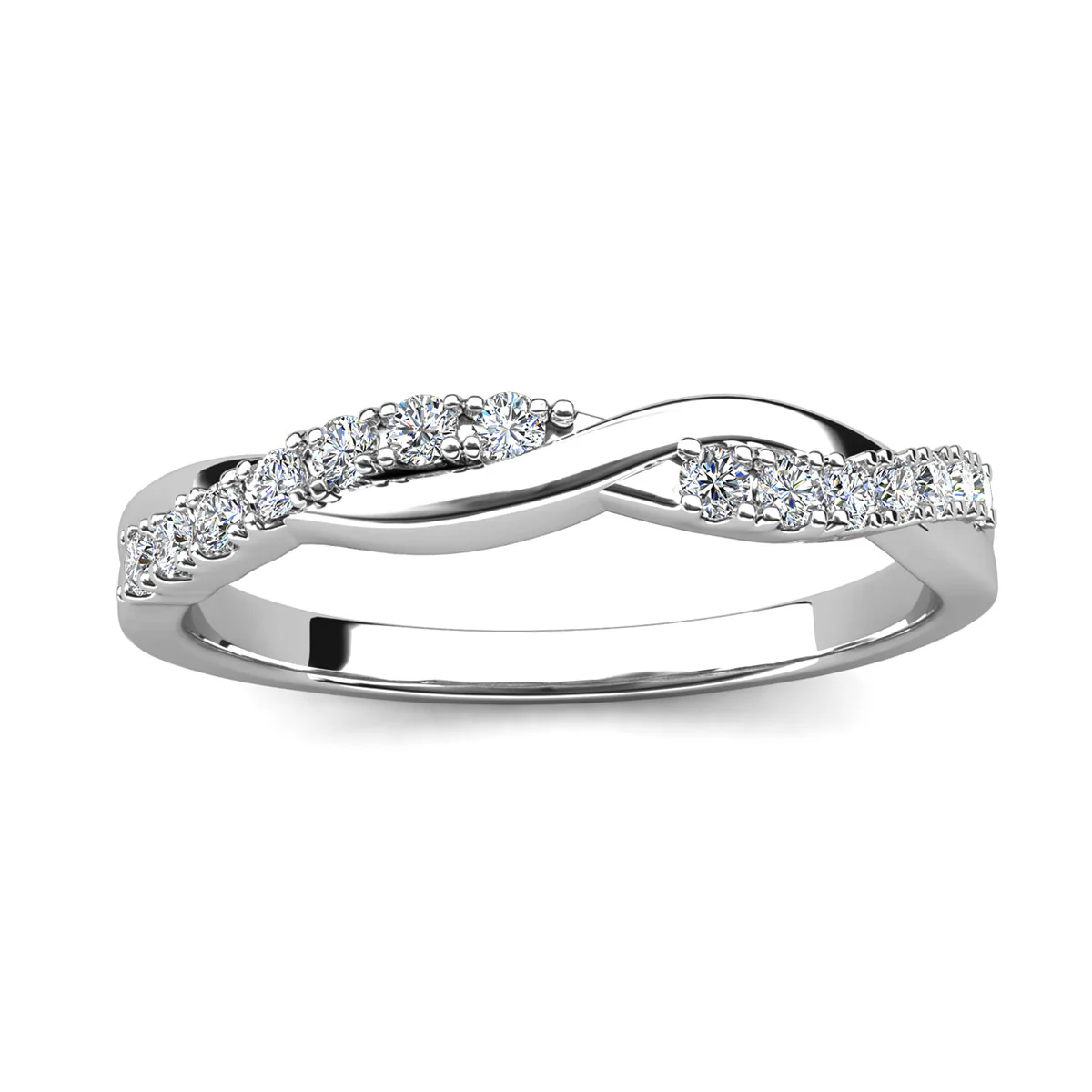 Moissanite by Cate & Chloe Avery 0.21tcw Round Cut 925 Sterling Silver 18k White Gold Plated Wedding Band - Image 10