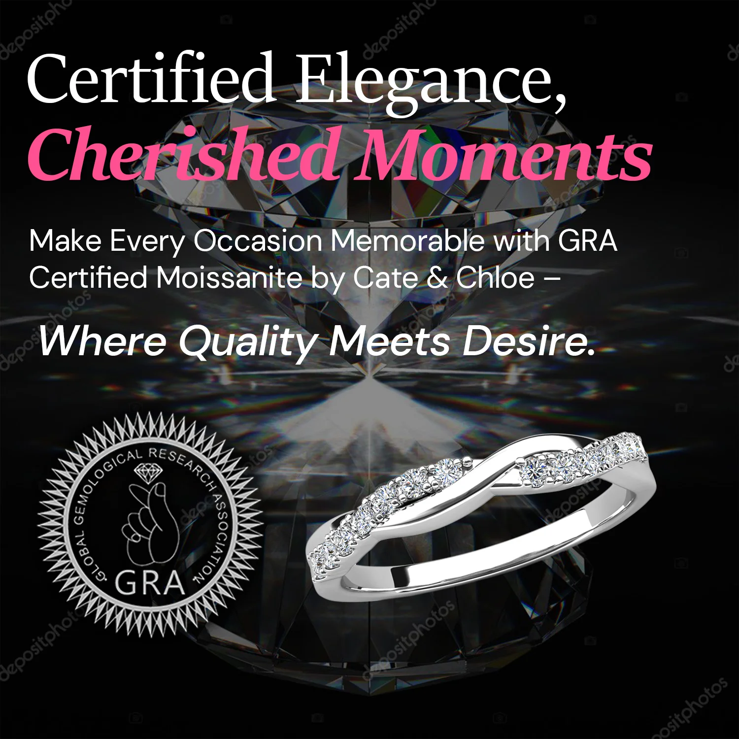 Moissanite by Cate & Chloe Avery 0.21tcw Round Cut 925 Sterling Silver 18k White Gold Plated Wedding Band - Image 7
