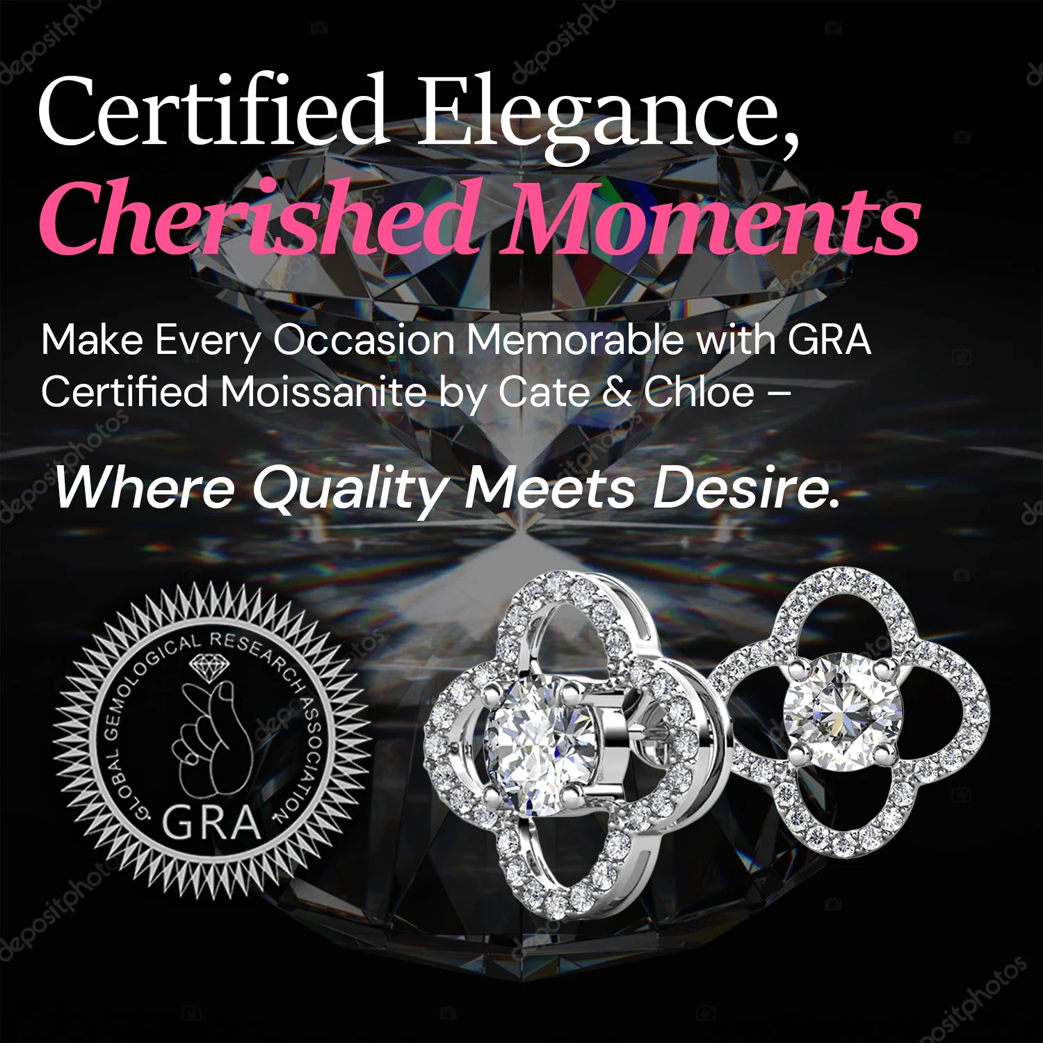 Moissanite by Cate & Chloe Charlotte 18k Gold Plated 925 Sterling Silver Stud Earrings 1.28tcw - Image 5