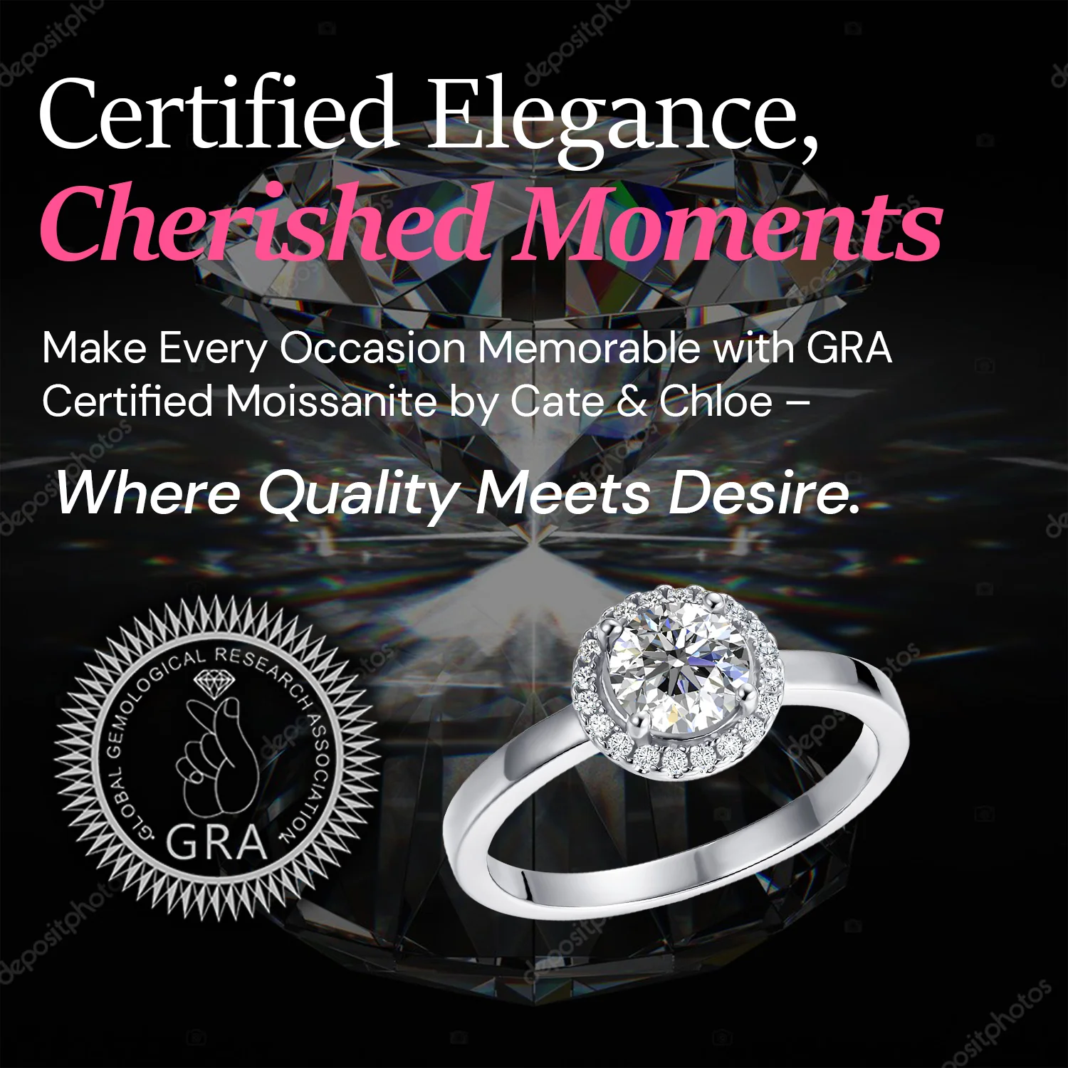 Moissanite by Cate & Chloe Cora 1.1tcw Round Cut 925 Sterling Silver 18k White Gold Plated Forever Engagement Ring - Image 6