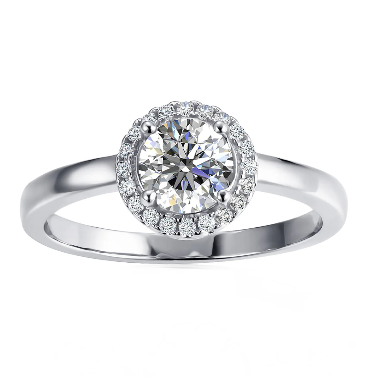 Moissanite by Cate & Chloe Cora 1.1tcw Round Cut 925 Sterling Silver 18k White Gold Plated Forever Engagement Ring - Image 9
