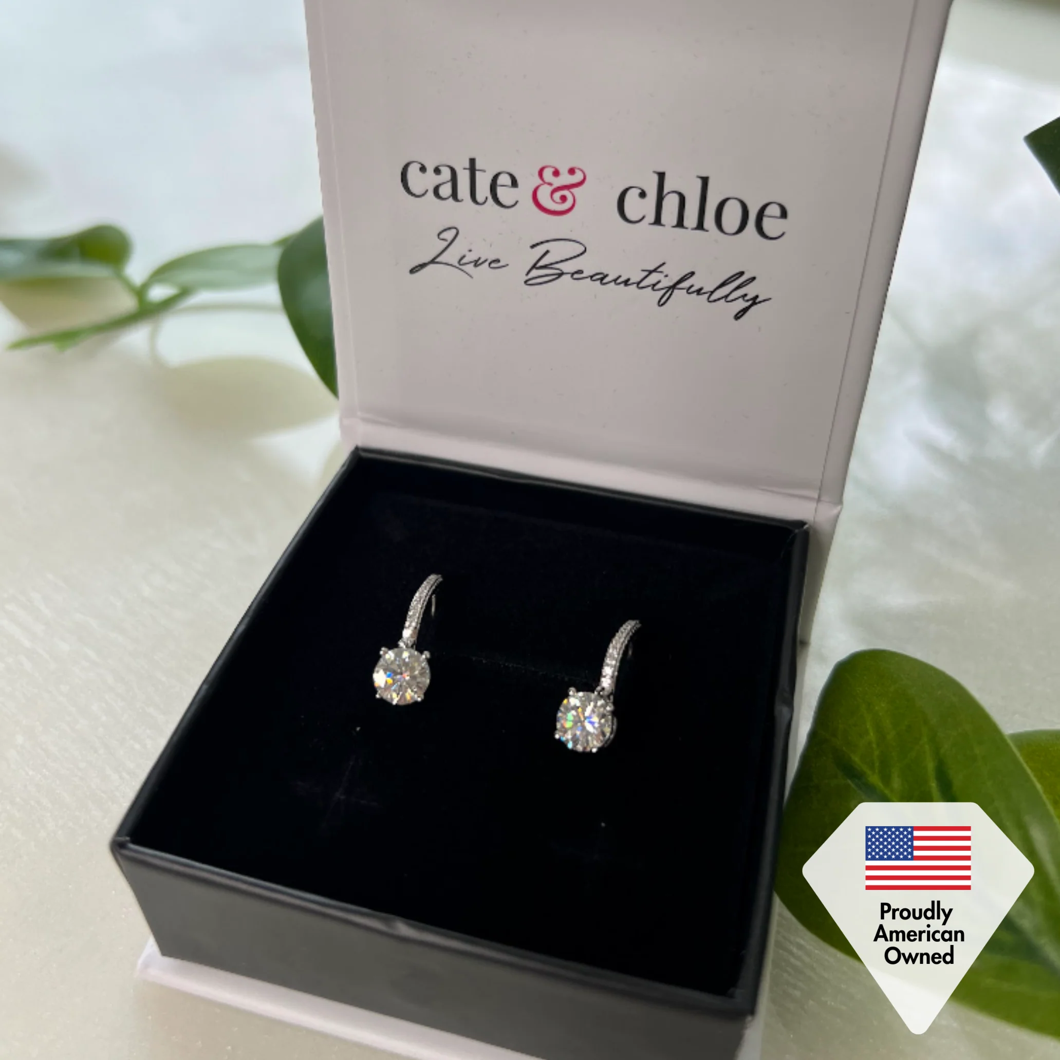 Moissanite by Cate & Chloe Finley 18k Gold Plated 925 Sterling Silver Dangle Earrings 2.13tcw - Image 5