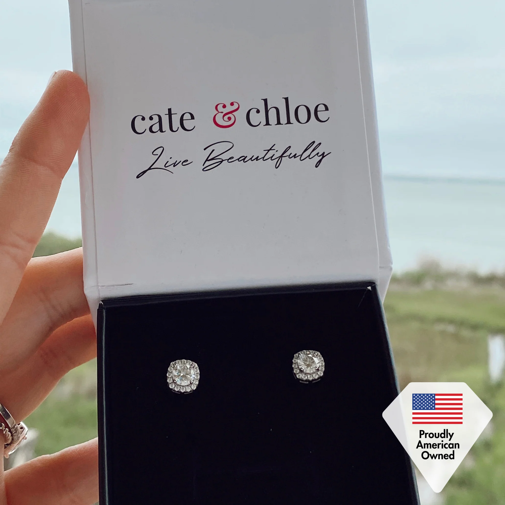 Moissanite by Cate & Chloe Hannah 18k Gold Plated 925 Sterling Silver Stud Earrings 1.16tcw - Image 4